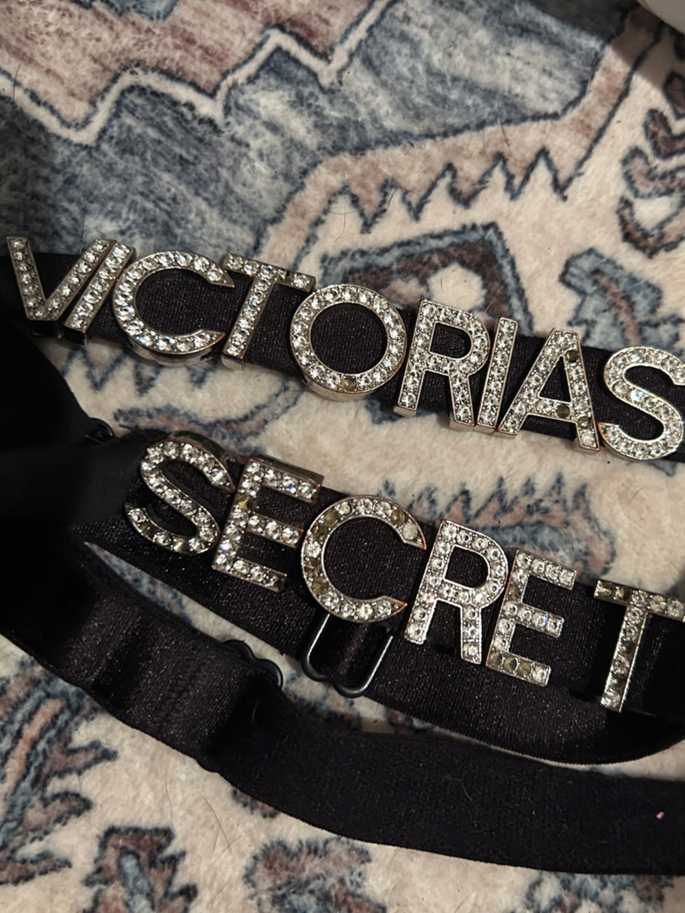 Victoria's Secret Black Push-Up Bra with Crystal Logo Straps